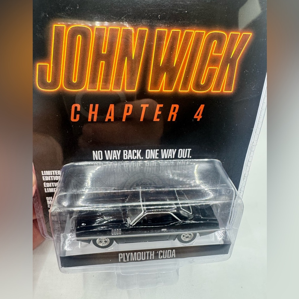 Greenlight Hollywood 1:64 Diecast Plymouth 'Cuda John Wick Chapter 4 Black Car